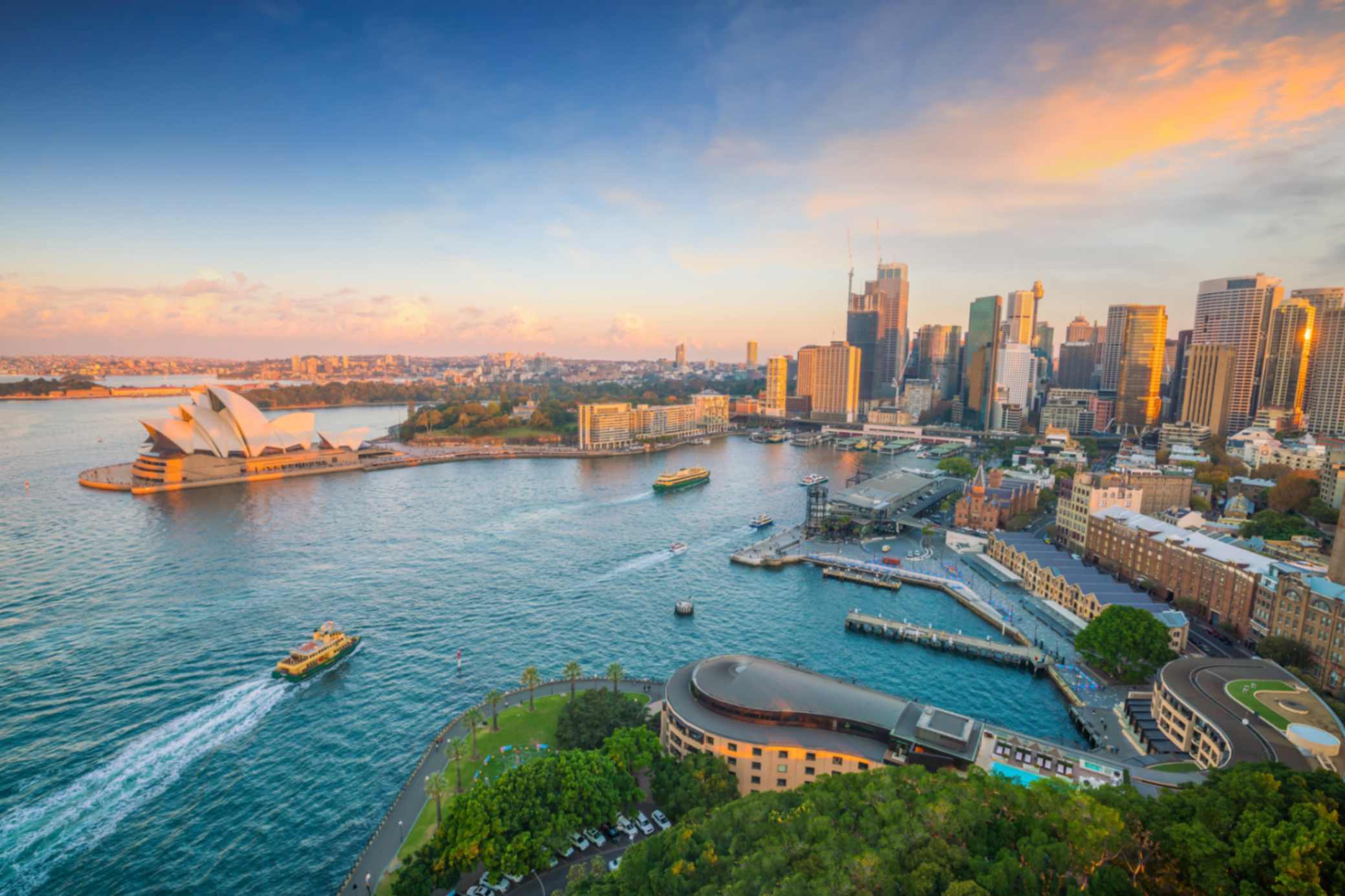 Sydney Harbour with the Opera House and Circular Quay.